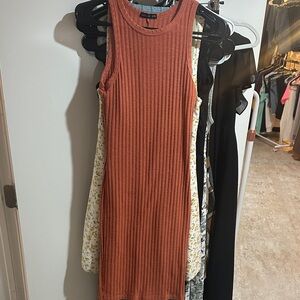Sleeveless Ribbed Rust Dress